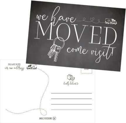 Connectinink Set of 100 We've Moved Postcards, Change of New Address Moving Announcements, House Warming Gifts, We Have Just Moved Note Cards, Pack of Real Estate Home Postcard Announcement