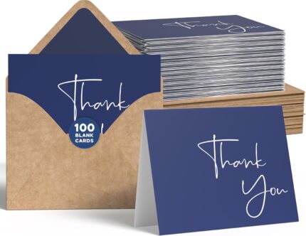 Connectinink Thank You Cards With Envelopes Bulk Set & Stickers - 100 Pack 4x6 Blank Thank You Notes Bulk Box Set - Large Note Card Small Business, Wedding, Baby Shower & Bridal Shower