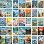200 Decor Vintage Travel Decor - Travel Posters Wall Art Prints, Vintage Postcards from Around The World, City Landscape Aesthetic Pictures Retro Popular Cities Photo Collage Kit for Teen Bedroom (4x6)